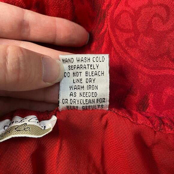 New York City Design Co. Red‎ Ruffle Side Slit Skirt 100% Silk Size L - Picture 6 of 6